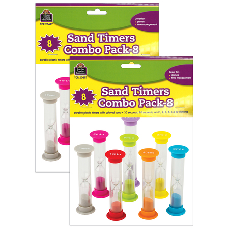 Teacher Created Resources Small Sand Timers Combo, 8 Count Assorted Colors and Times, PK2 TCR20697